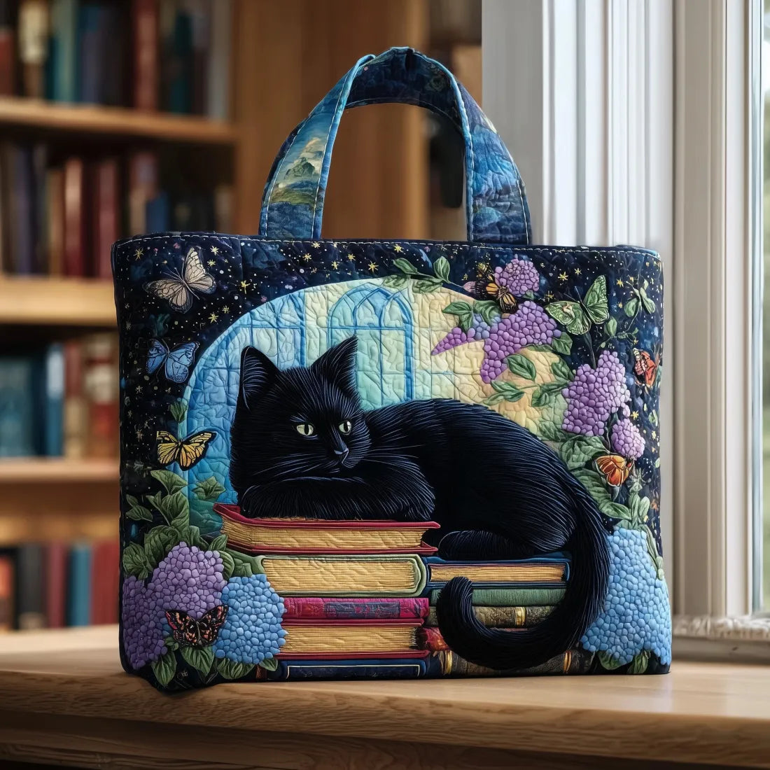 Sack Artisanal - Black Cat and Book Tote Bag