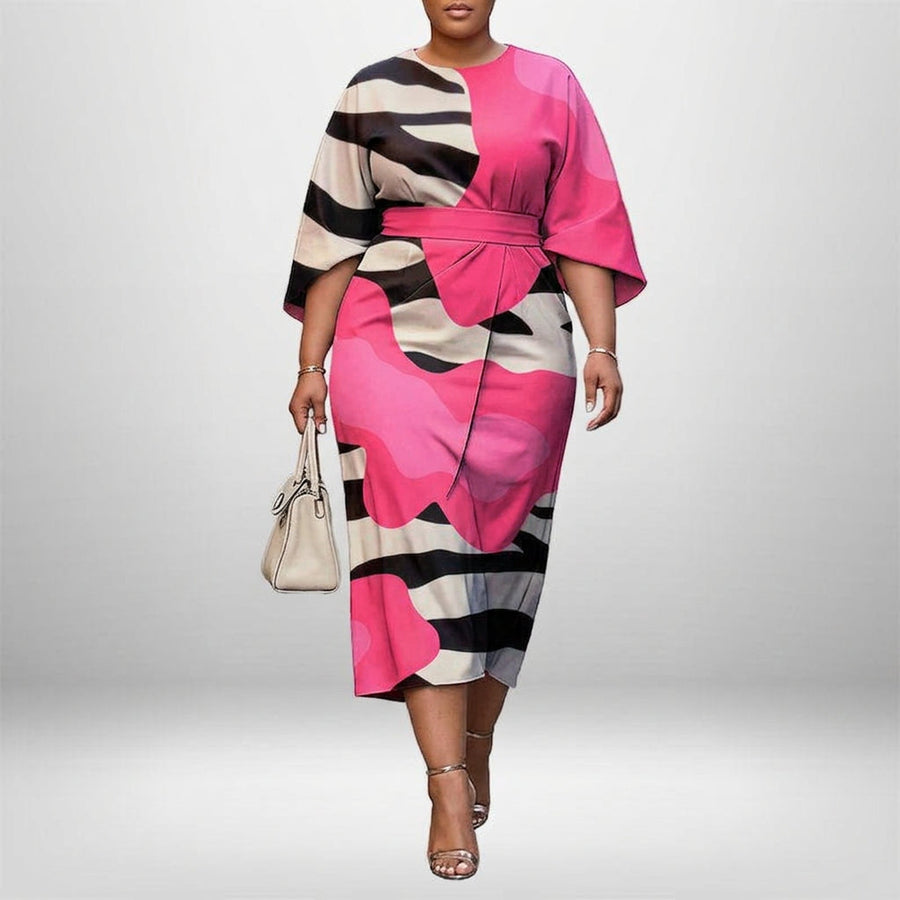 ZARELLA | Abstract Flow Midi with Sculpted Waist and Bold Expression