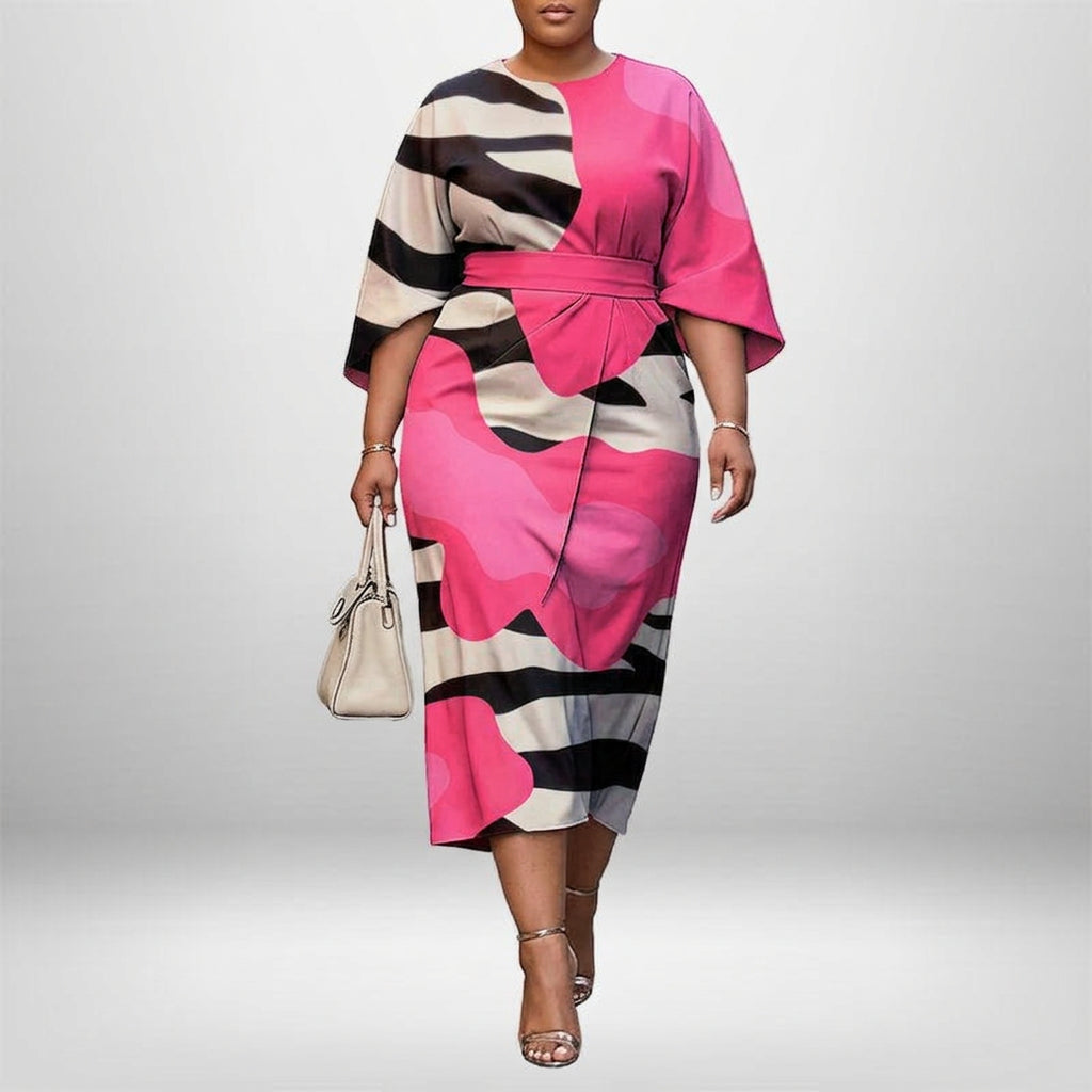 ZARELLA | Abstract Flow Midi with Sculpted Waist and Bold Expression