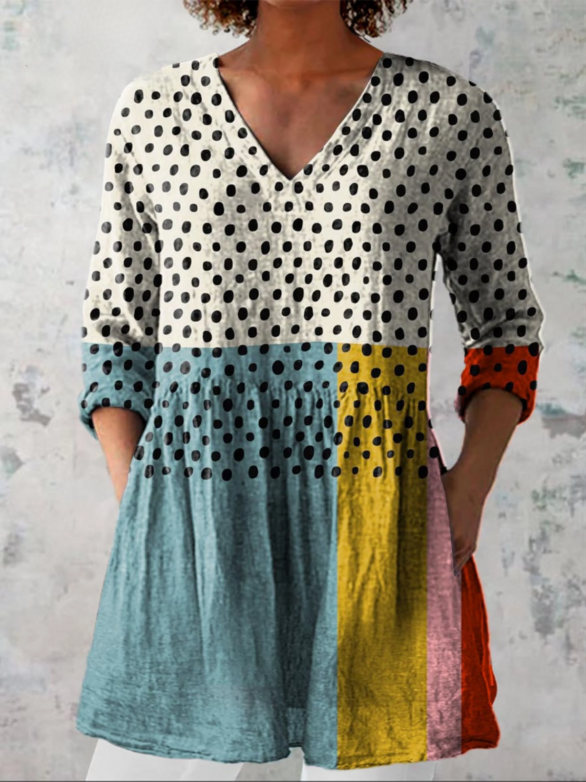Valerie | Elegant Longline Blouse with a V-Neck