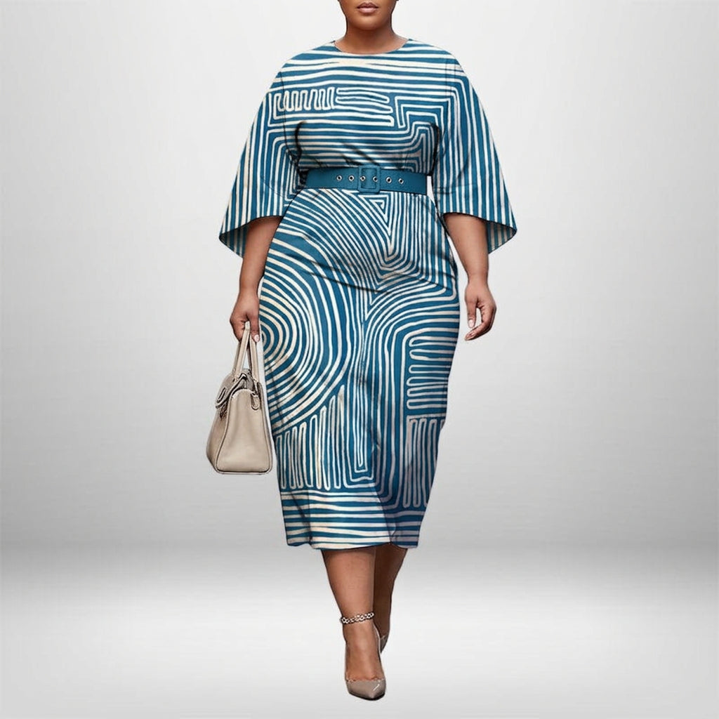 AZURA | Geometric Wave Midi with Sculpted Waist and Modern Flow