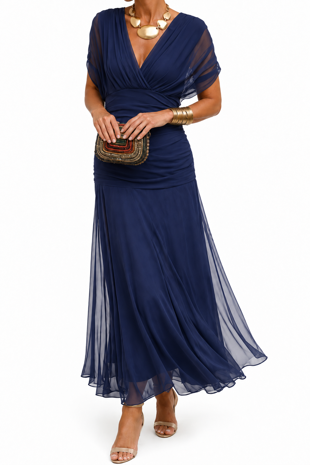 Mikaela | Long Draped Chiffon Dress