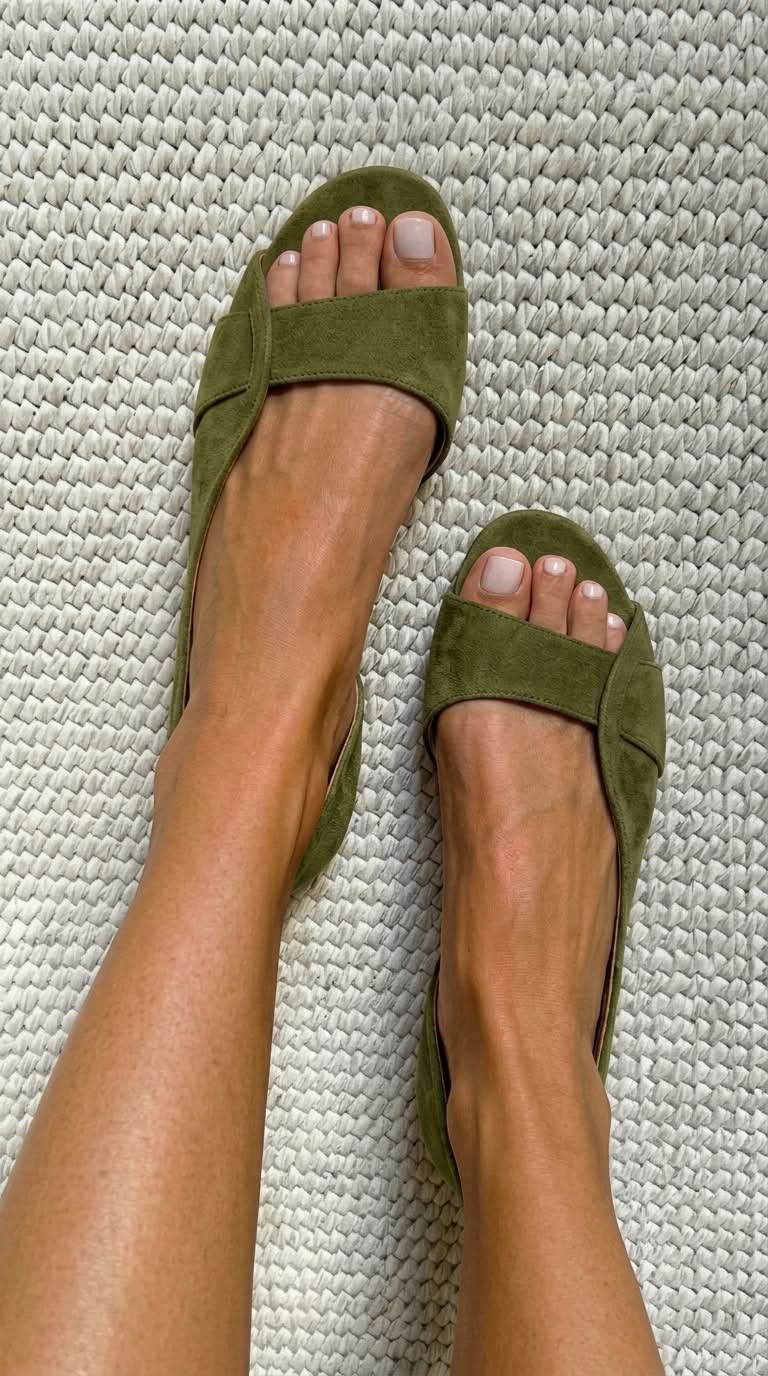 Suede Open Toe Slingback Flat Casual Sandals