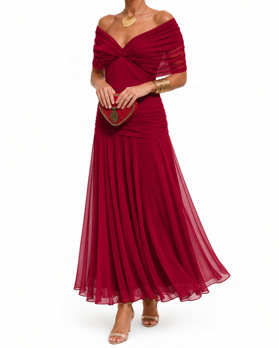 Mikaela | Long Draped Chiffon Dress