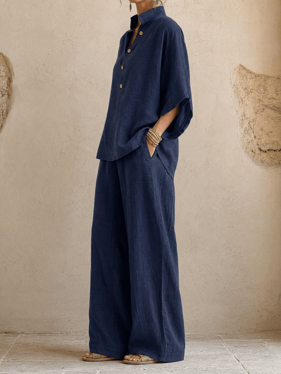 Linen Co-Ord Set — Relaxed Top & Wide-Leg Pants