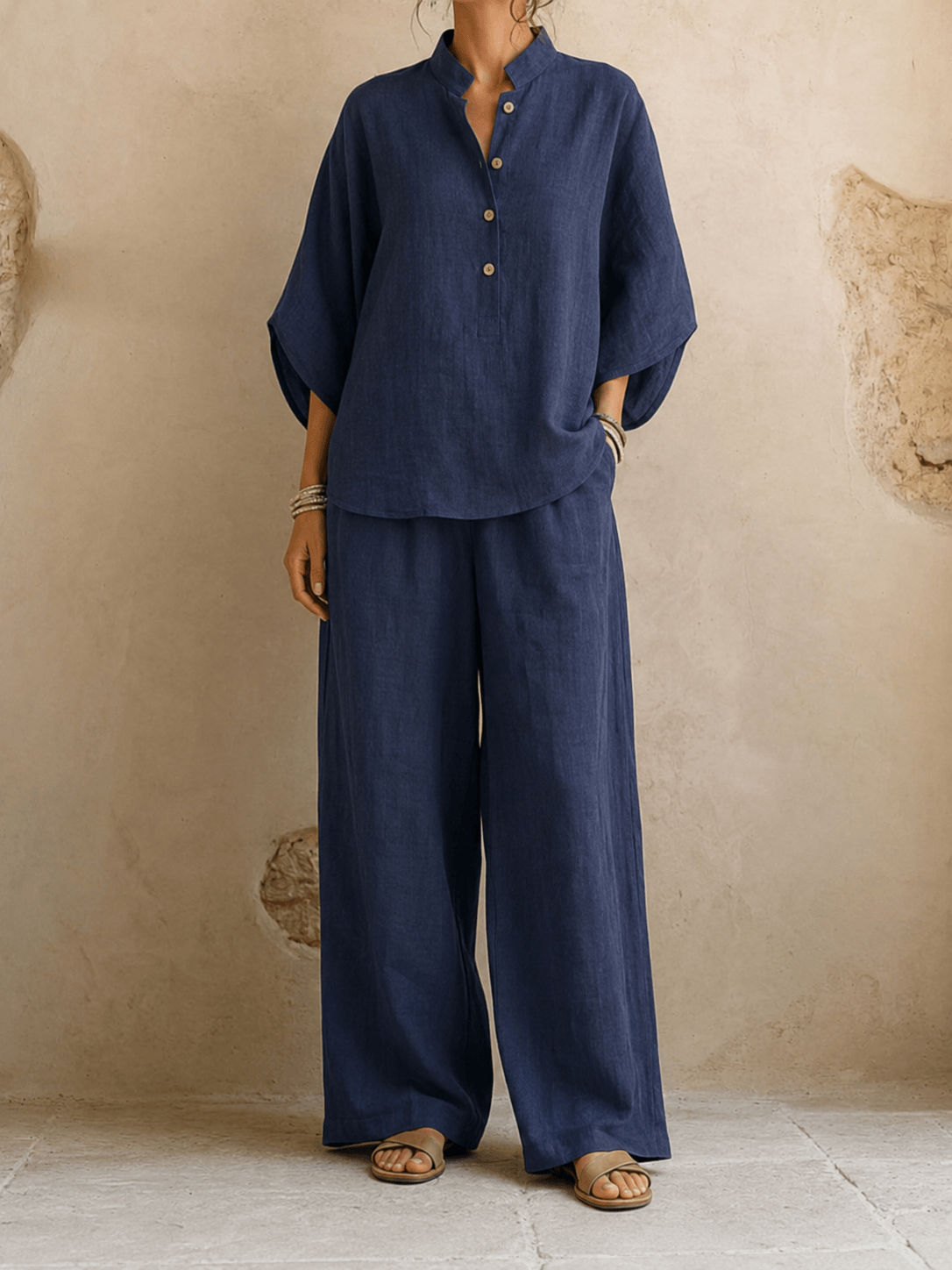 Linen Co-Ord Set — Relaxed Top & Wide-Leg Pants