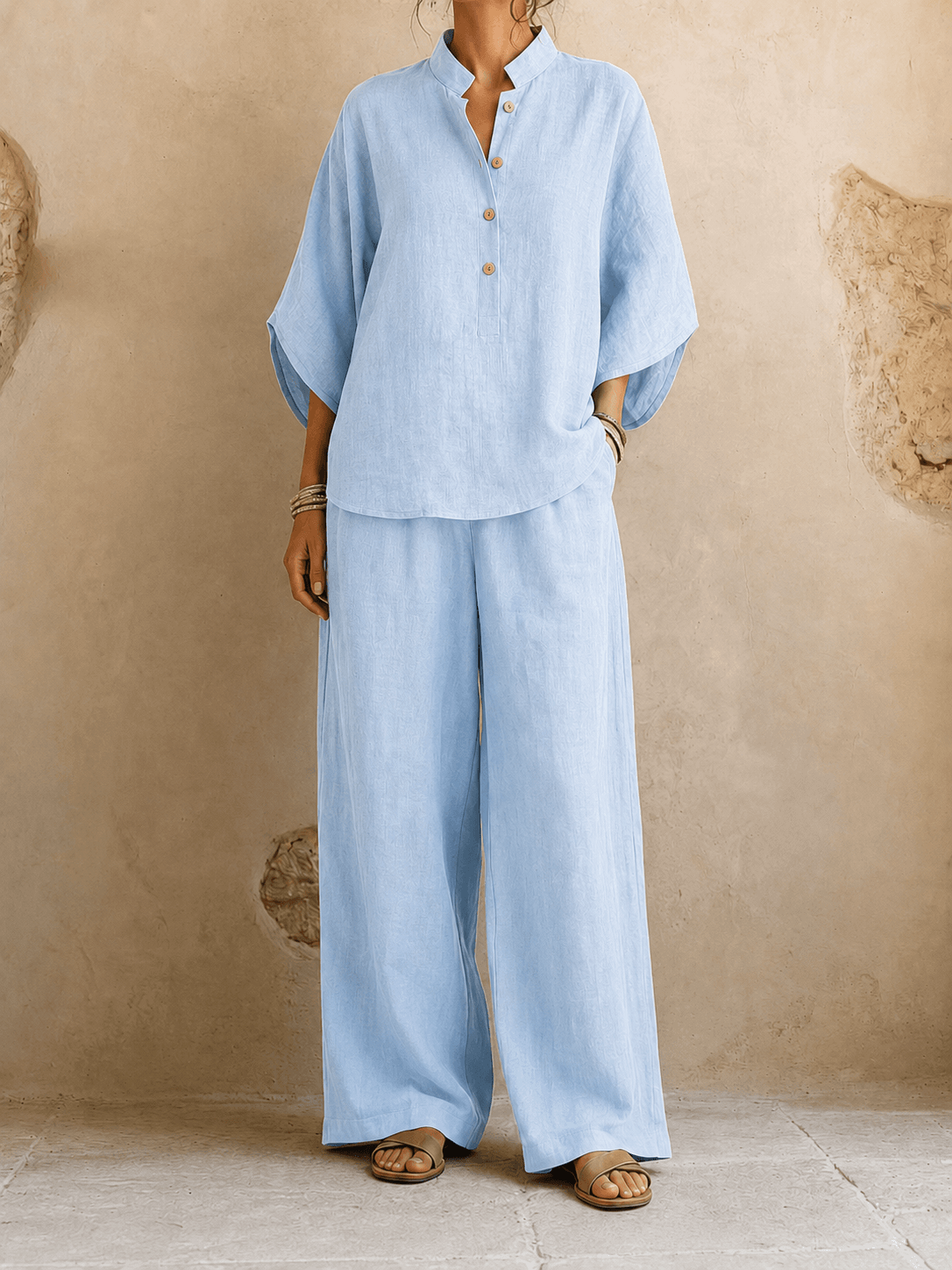 Linen Co-Ord Set — Relaxed Top & Wide-Leg Pants