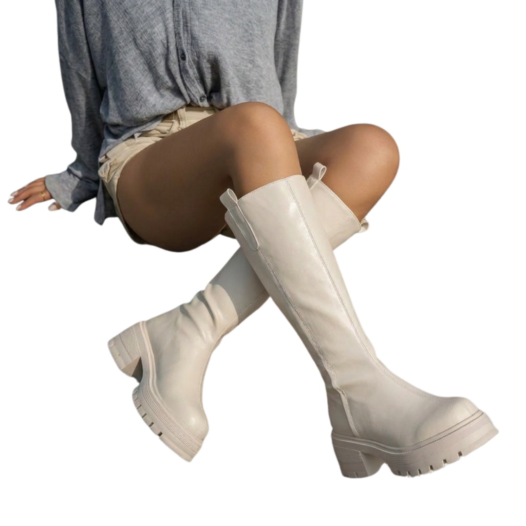 Brown Knee-High Platform Boots
