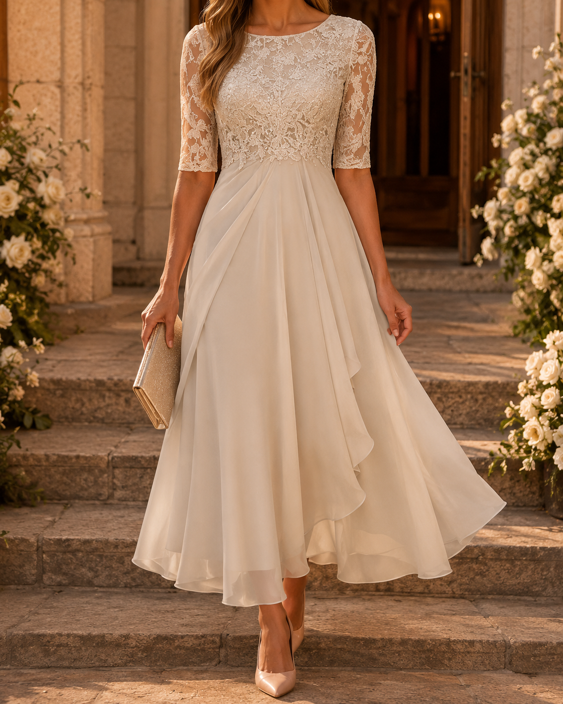 Loretta – The Flattering Lace Midi Dress