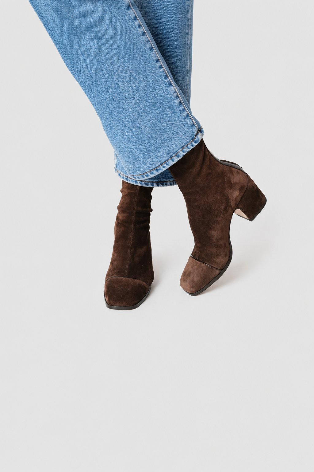 Suede Block Heel Ankle Boots