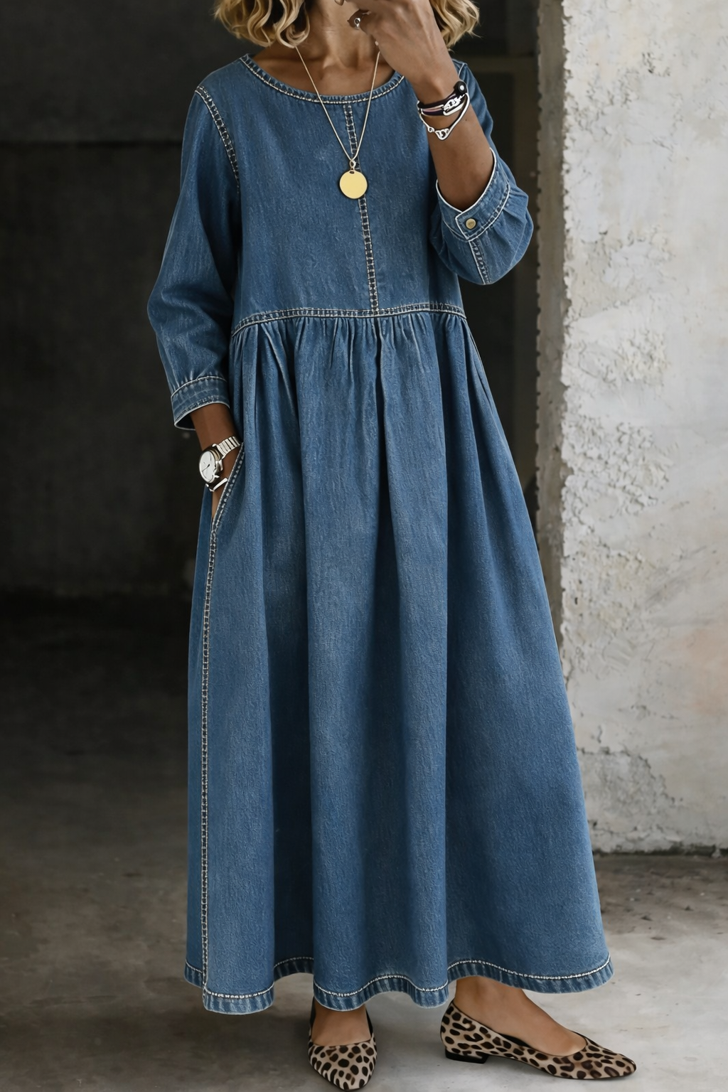Melissa | Round Neck Long Sleeve Dress