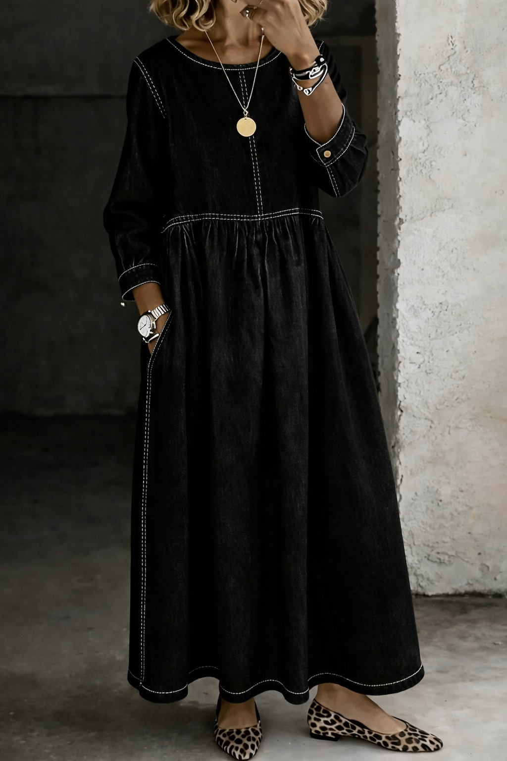Melissa | Round Neck Long Sleeve Dress