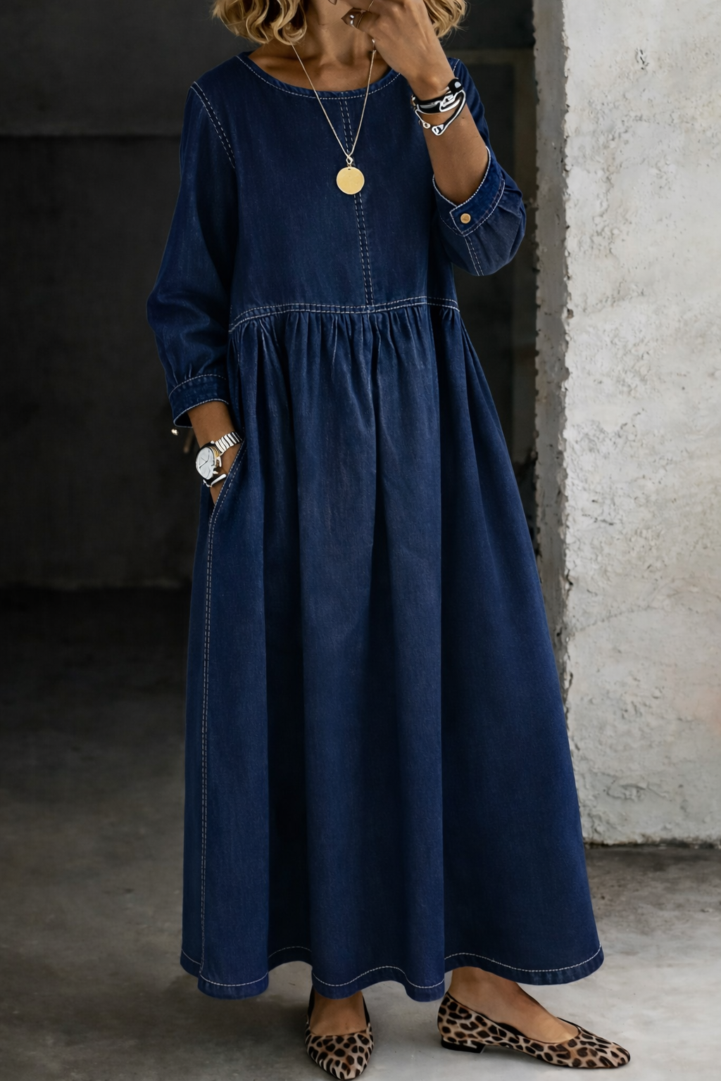 Melissa | Round Neck Long Sleeve Dress
