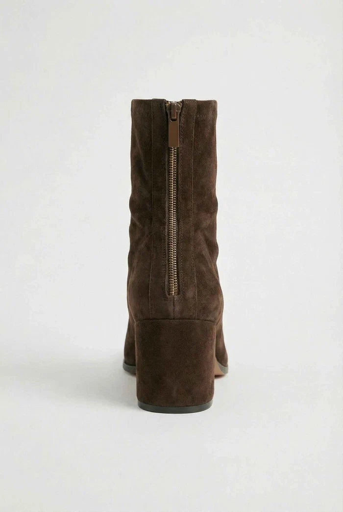 Suede Block Heel Ankle Boots