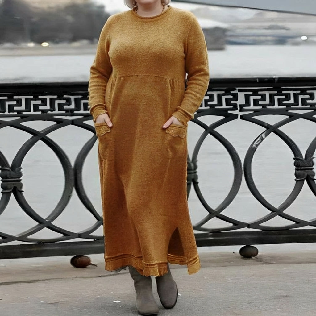 Mara Knitted Maxi Dress – Cozy Long Sleeve Oversized Winter Dress
