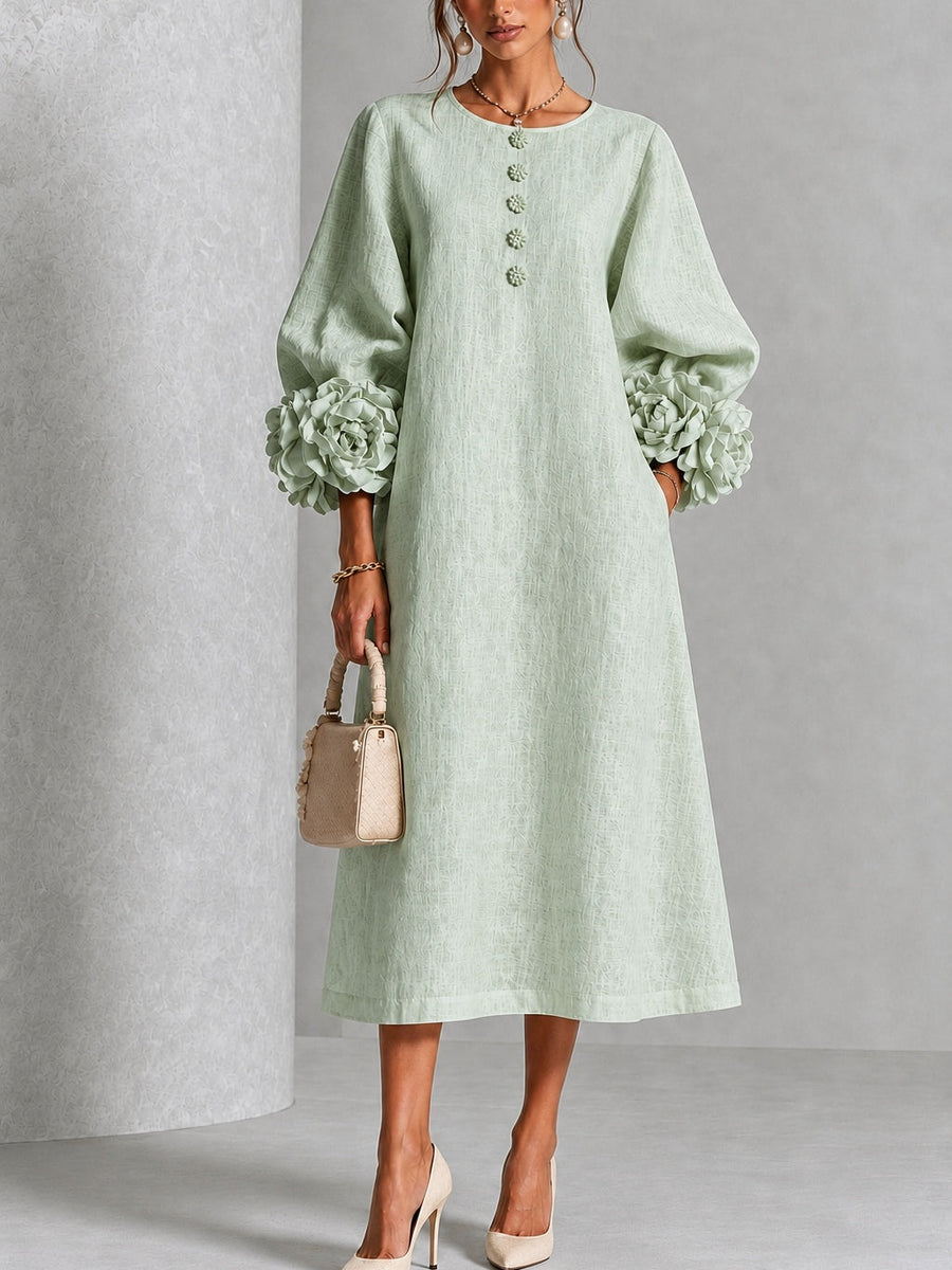 Sienna | Floral-Cuff Midi Dress