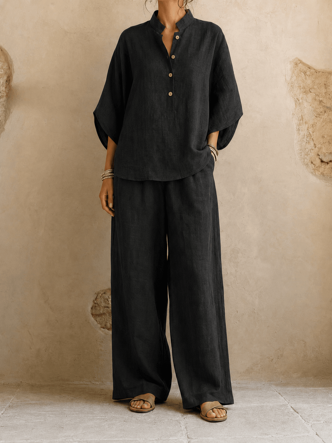 Linen Co-Ord Set — Relaxed Top & Wide-Leg Pants