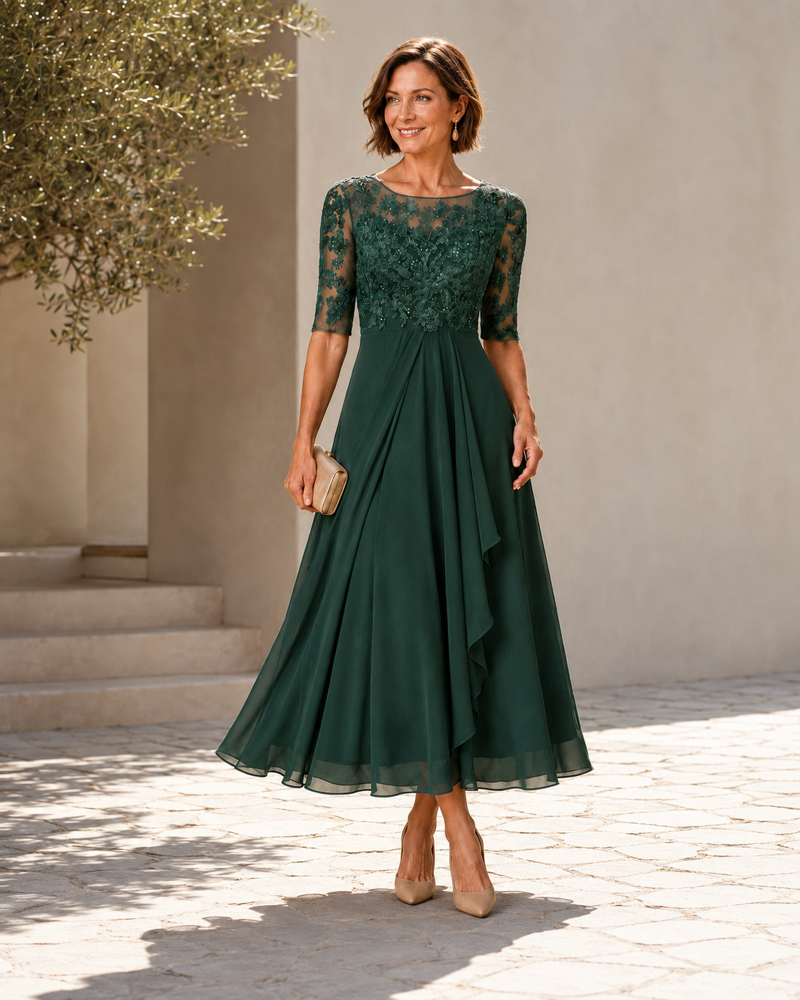 Loretta – The Flattering Lace Midi Dress