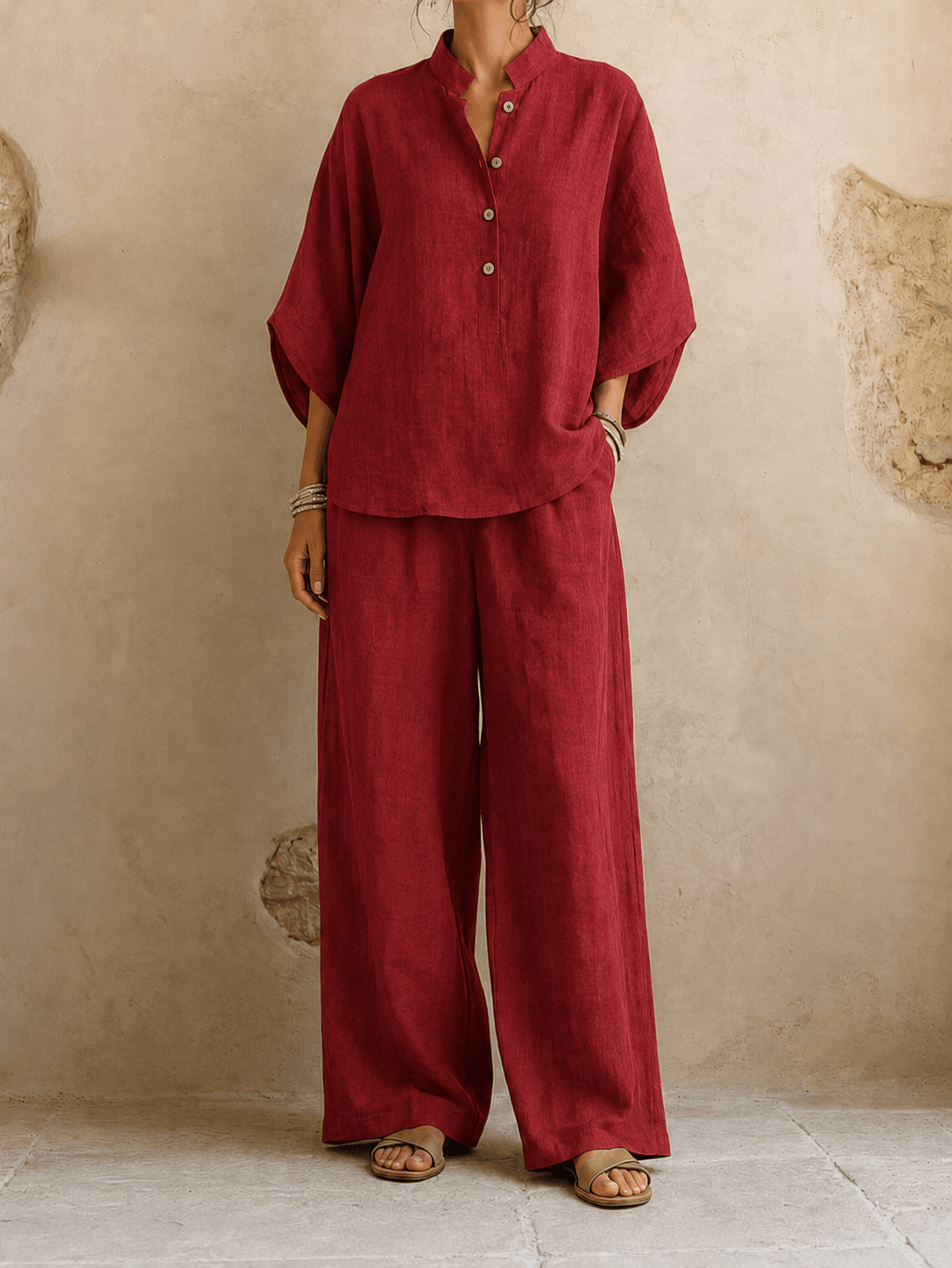 Linen Co-Ord Set — Relaxed Top & Wide-Leg Pants