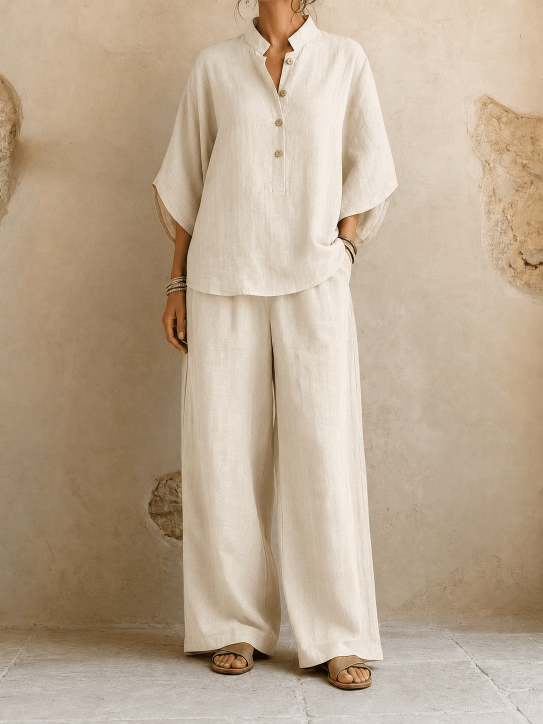Linen Co-Ord Set — Relaxed Top & Wide-Leg Pants