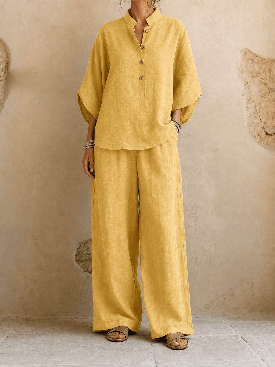 Linen Co-Ord Set — Relaxed Top & Wide-Leg Pants